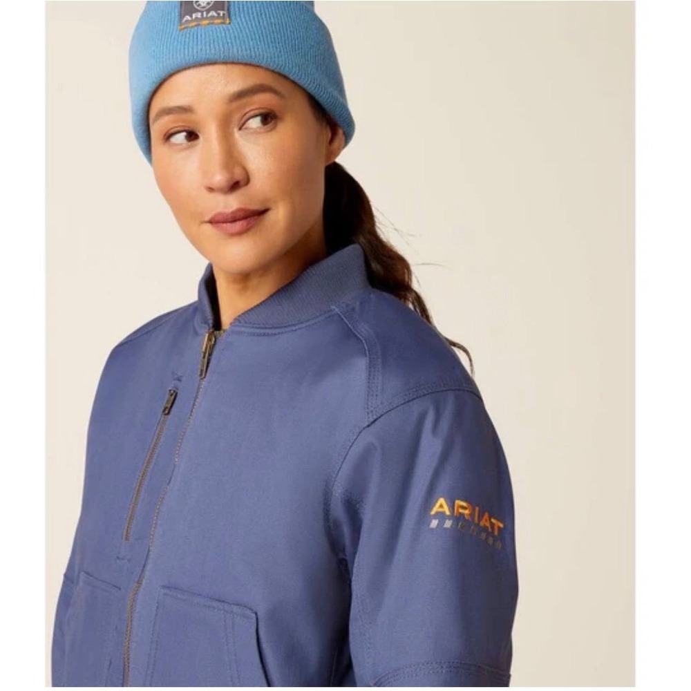 Ariat Rebar Women XXL Blue Stretch Canvas Sherpa Lined Bomber Work Jacket NWT